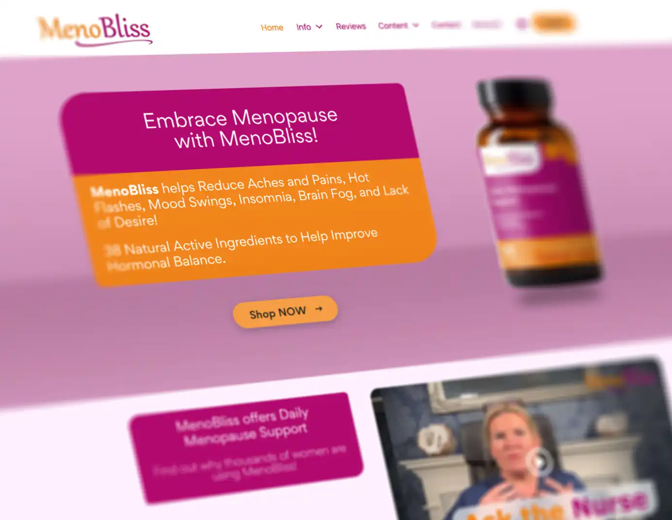 MenoBliss - menopause relief - web project and more